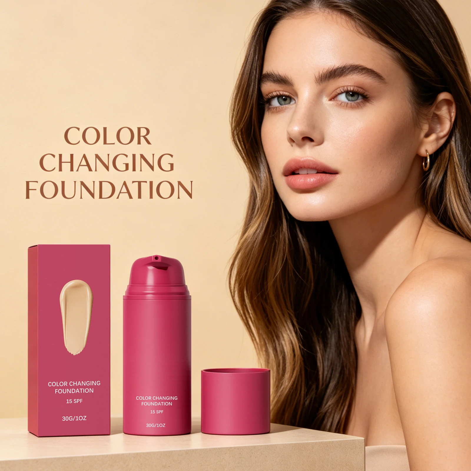 Liquid Foundation SPF 15 Color Changing Concealer Cover Face Blemishes Fine Lines Facial Foundation Natural Beauty Makeup Cream