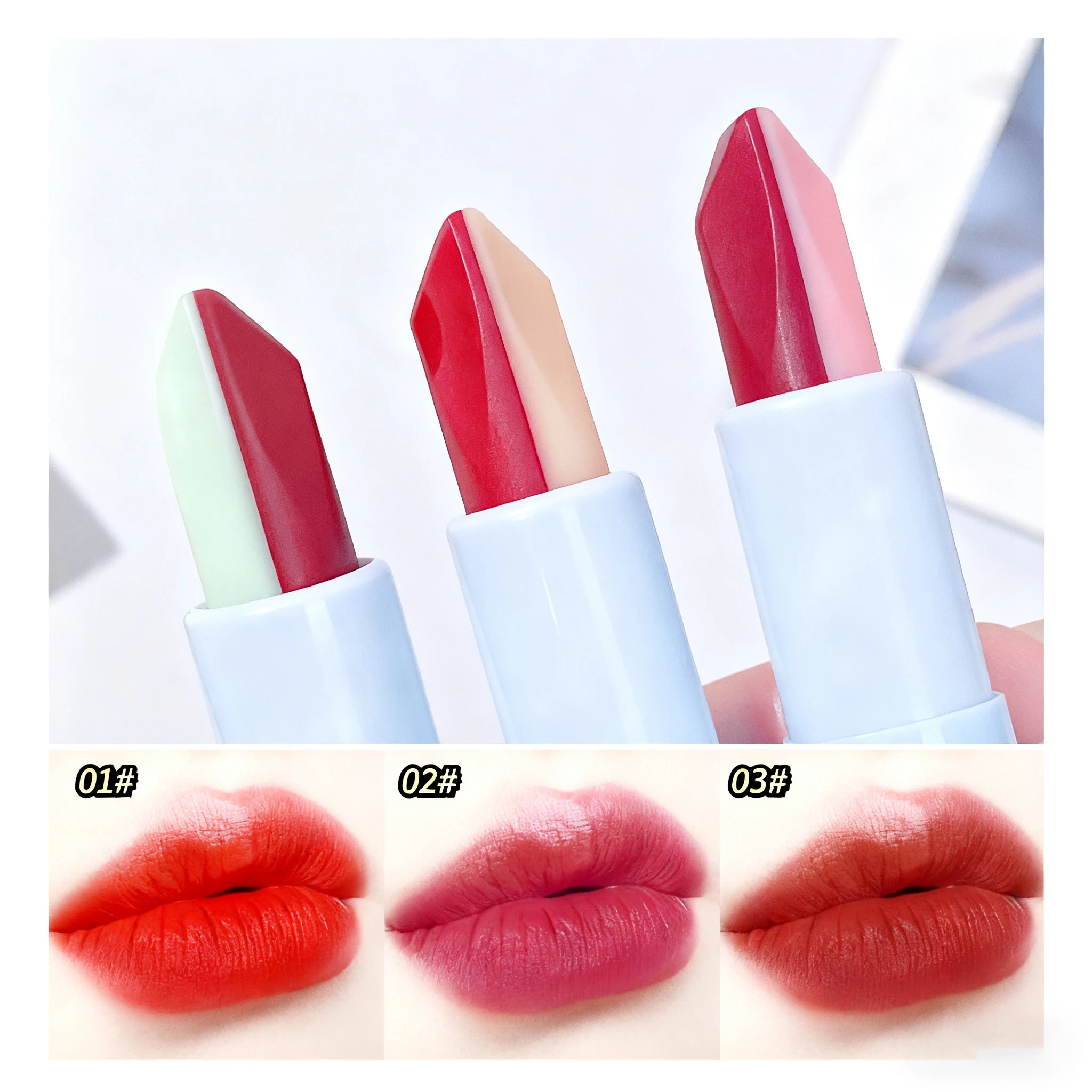 Warm Color Changing Two-Color Lipstick Moisturizing Long-Lasting Resistant to Touching Cups Popular among Thousands of People