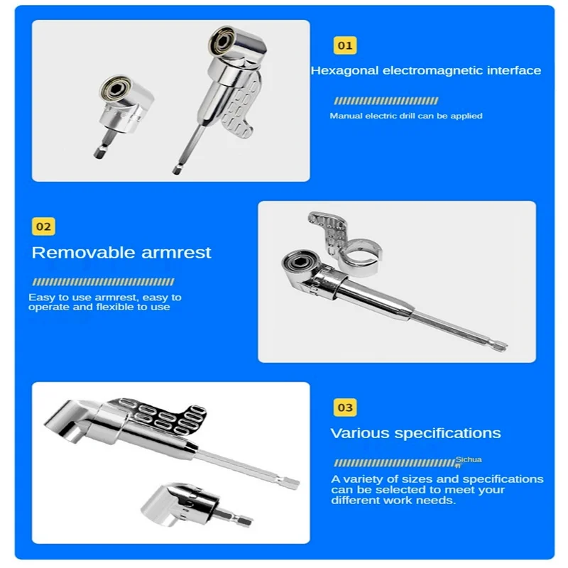 Adaptador de soporte de destornillador de ángulo de 105 grados, brocas ajustables, herramienta de destornillador de ángulo, broca hexagonal