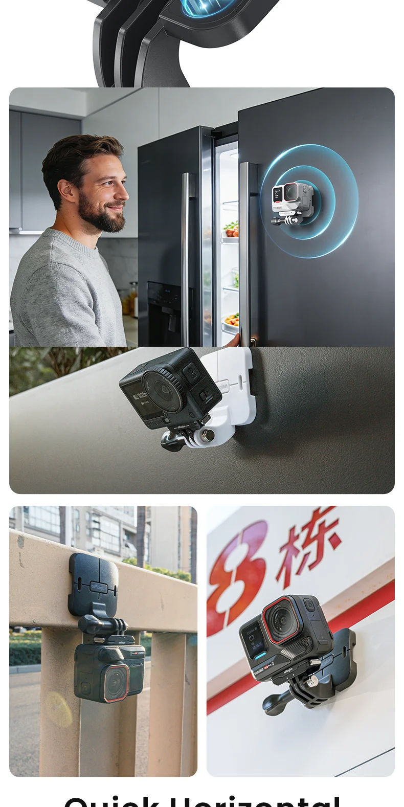 aMagisn AM21/AM56 Unsichtbare Magnetische Nackenhalterung für Actionkamera und Mobiltelefon-Ständer AM25/AM57 – Detail 6
