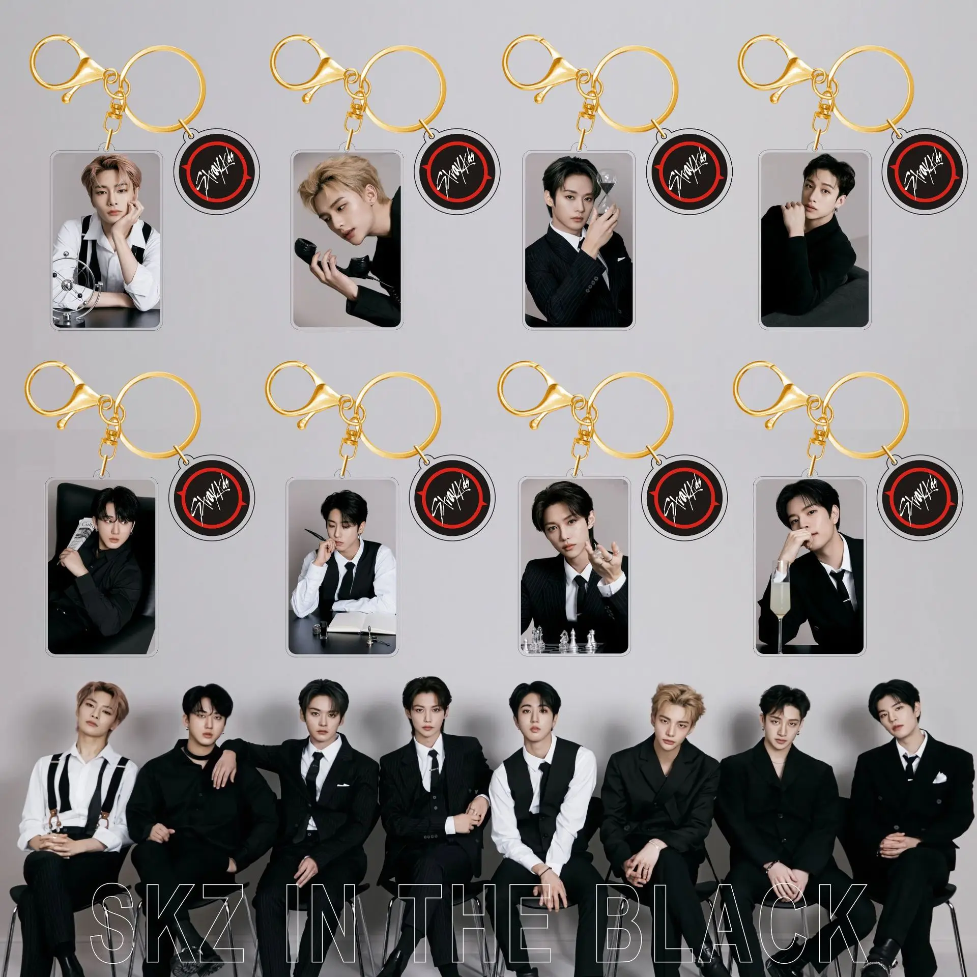 

SKZOO Stray kids Acrylic Keychain BlackNew Keychain Accessories Photo Card Pendant Personalized Versatile Keychain