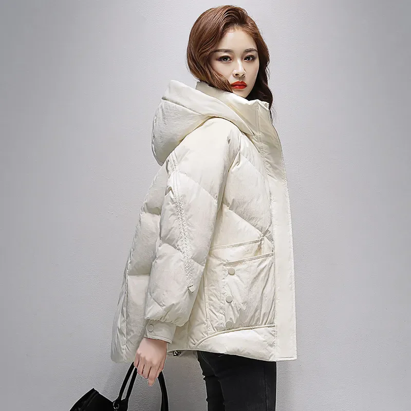 Winter Hooded Parker Female Loose Down Jacket Women 2024 Knitting Patchwork Warm Coat Women Cotton Padded Jacket Outerwear