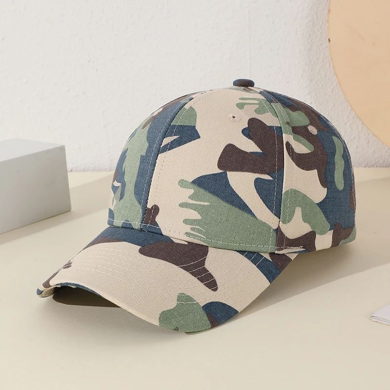 Korean version of the trend of color camouflage hard top baseball cap for men and women general recreational sports training vis