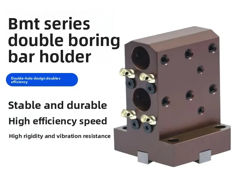 Fixed Double Boring Bar Holder for BMT40 45 55 65 CNC Lathe Power Compound Upper Lower Inner Bore Turning Use Heavy Duty