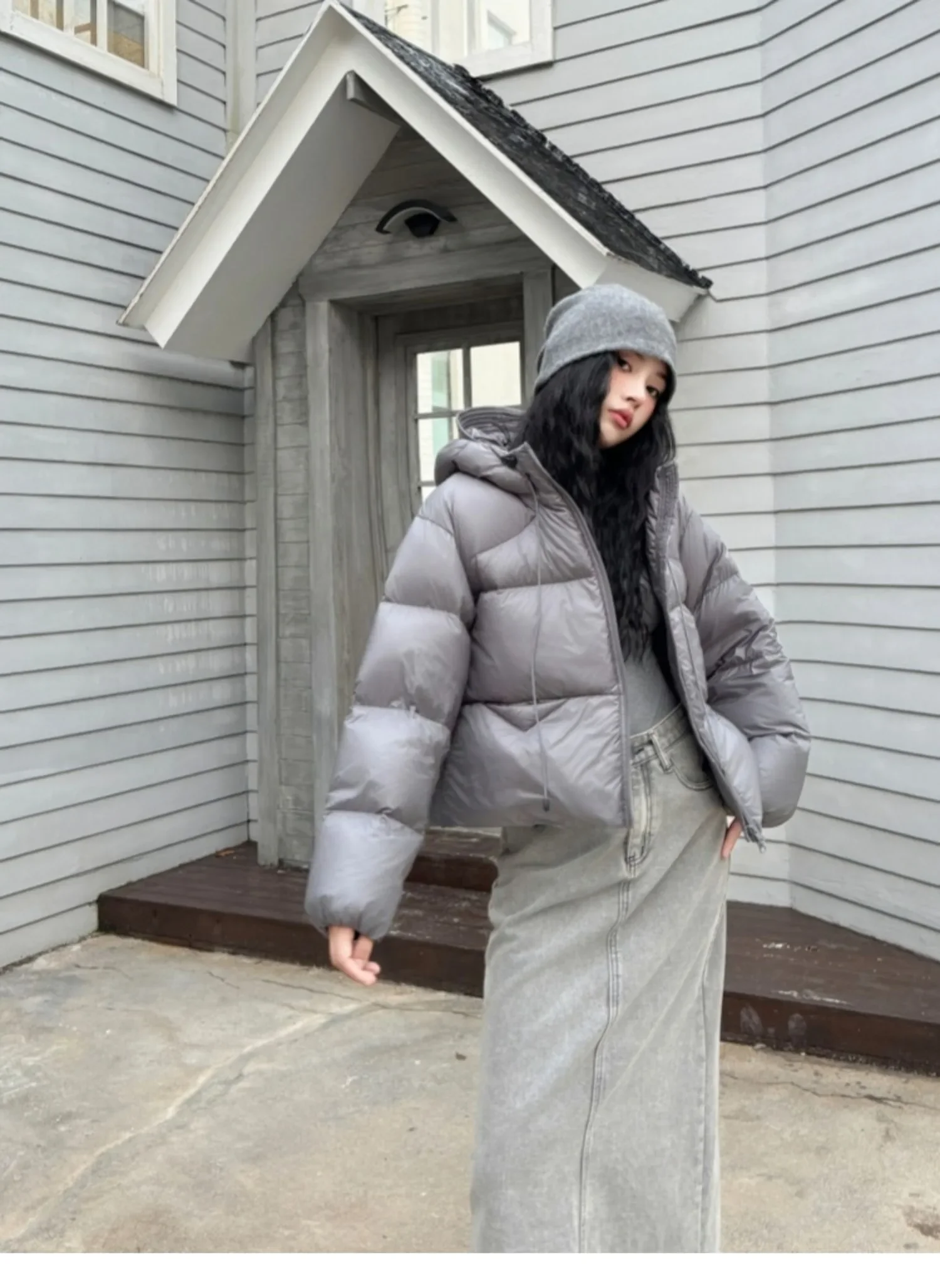 Veste bouffante à capuche en duvet de canard blanc pour femme, épaisse, légère, couleur unie, manteau chaud, Parkas courts, nouvelle collection hiver