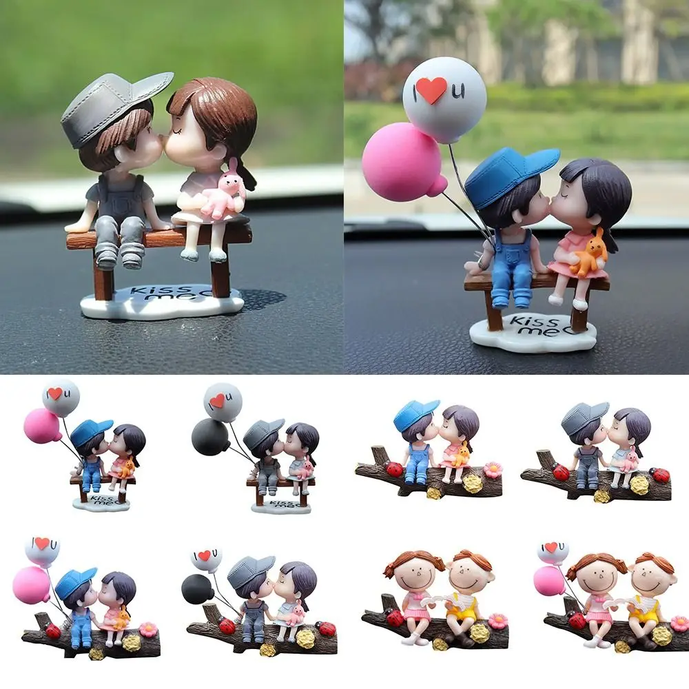 Figure Figurines Cartoon Couples Car Decoration Dashboard Figurine Accessories Auto Interior Decoration Perfume Clip Ornaments