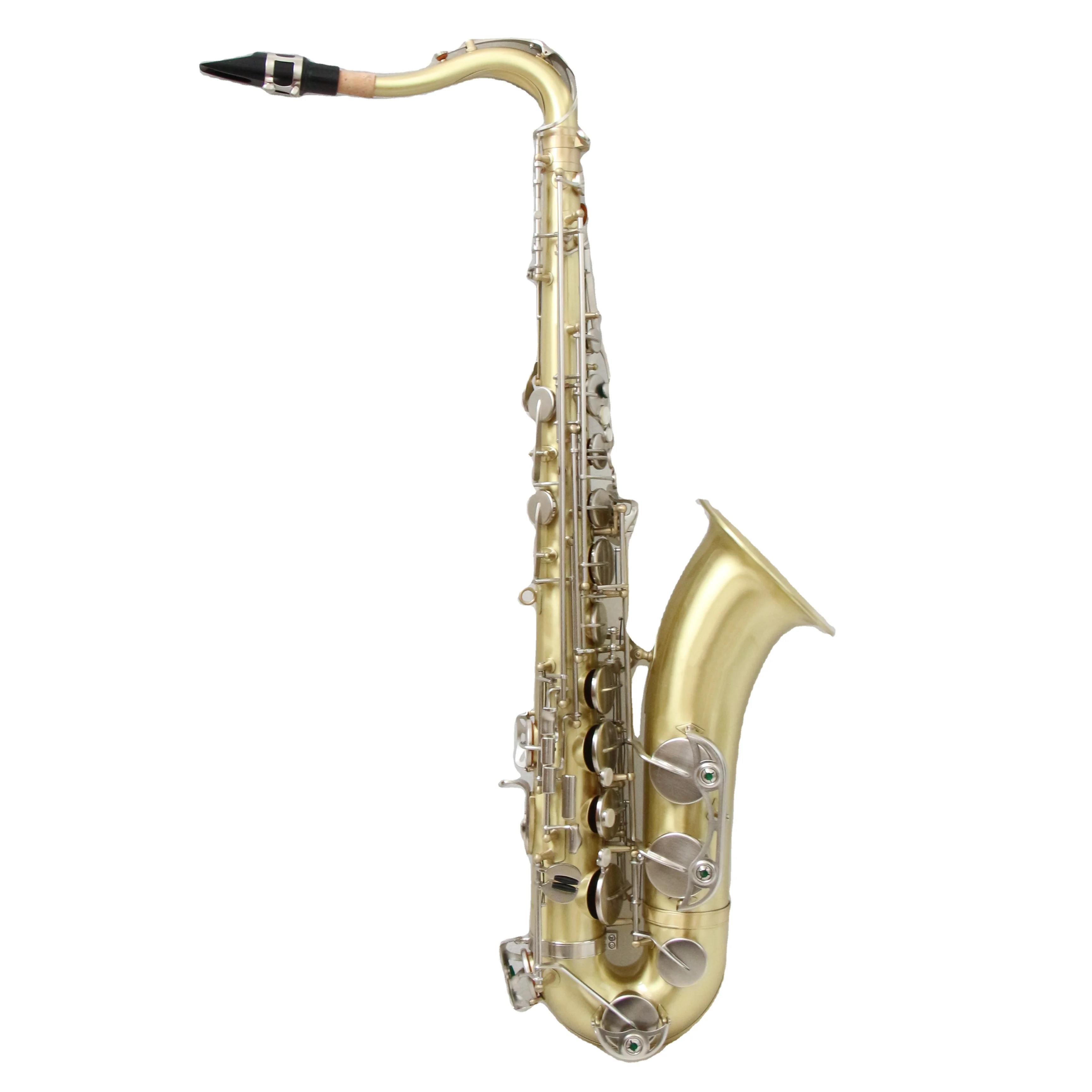 High quality saxophone tenor professional Gold Brush Body Nickel Brush Keys tenor saxophone