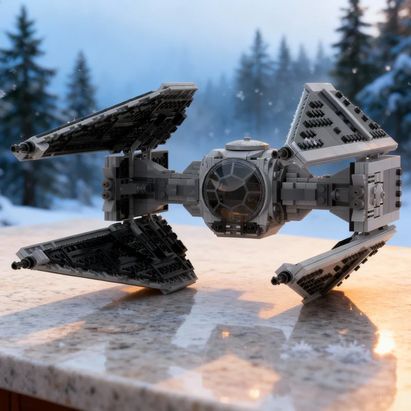 649pcs MOC TIE Interceptor Template Star Battle Model Building Blocks Toy Gift Creative Display Collectible Desk Premium Adult