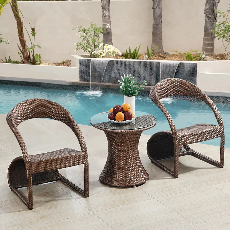 

Rattan chair five-piece set, household leisure balcony table and chair three-piece set
