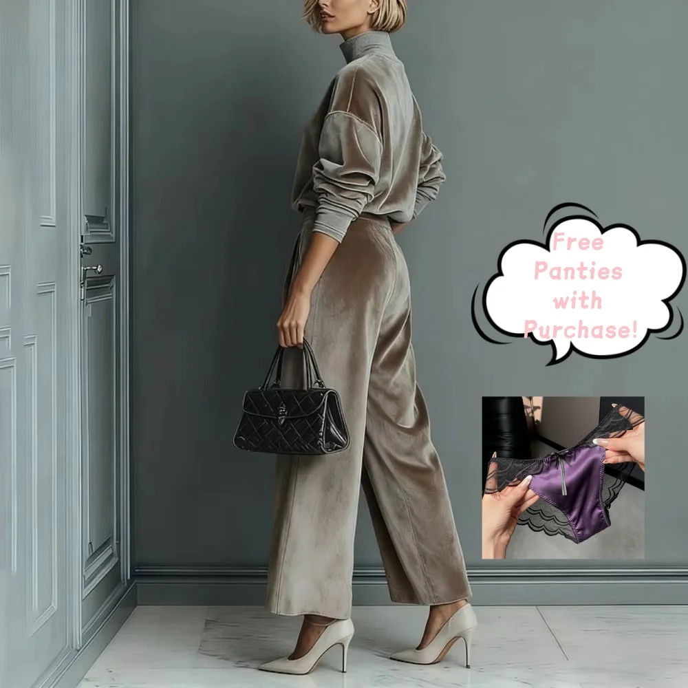 

autumn and winter women's fashion casual warm sports suit gold velvet high collar zipper wide leg pants suit