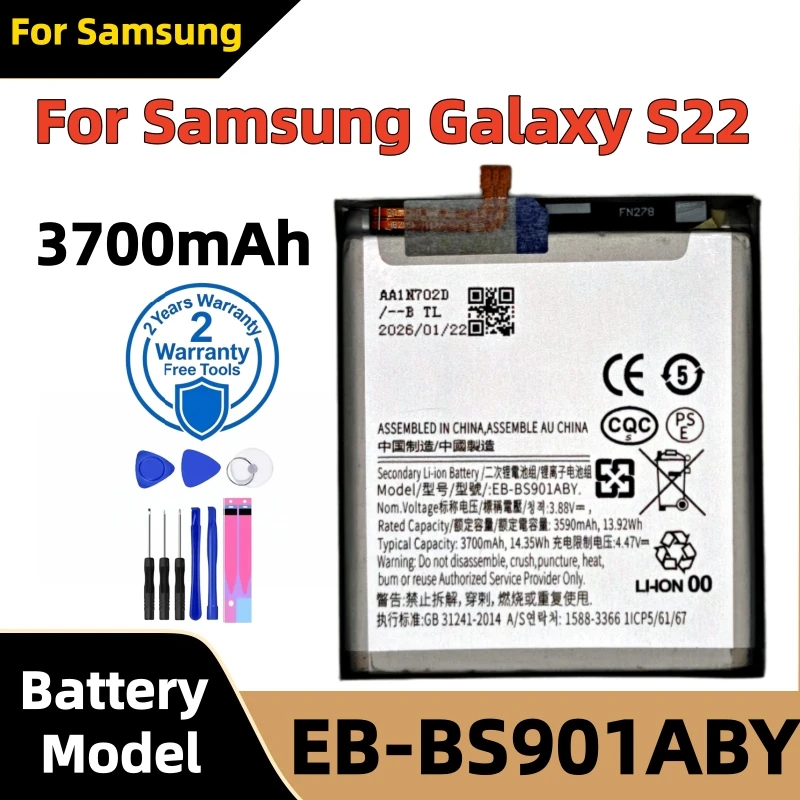 100% New High Quality Lithium Battery EB-BS901ABY 3700mAh For Samsung Galaxy S22 Replacement Battery Fast Shipping+Tools