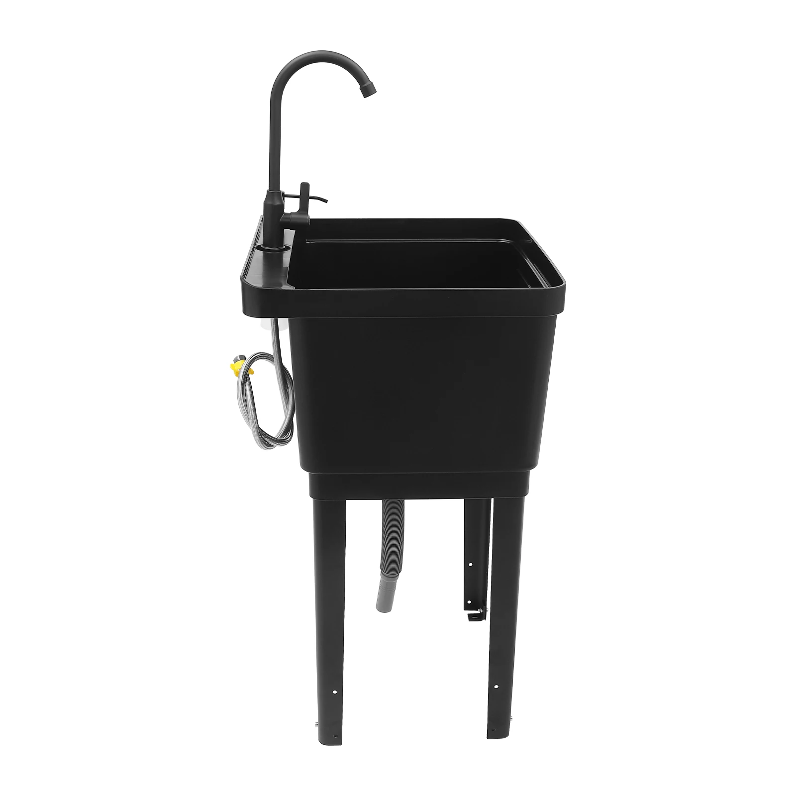 Black Space Saver Utility Sink, Freestanding Space Saving Laundry Tub, Rotatable Faucet, Soap Dispenser for Cleaning Clothes