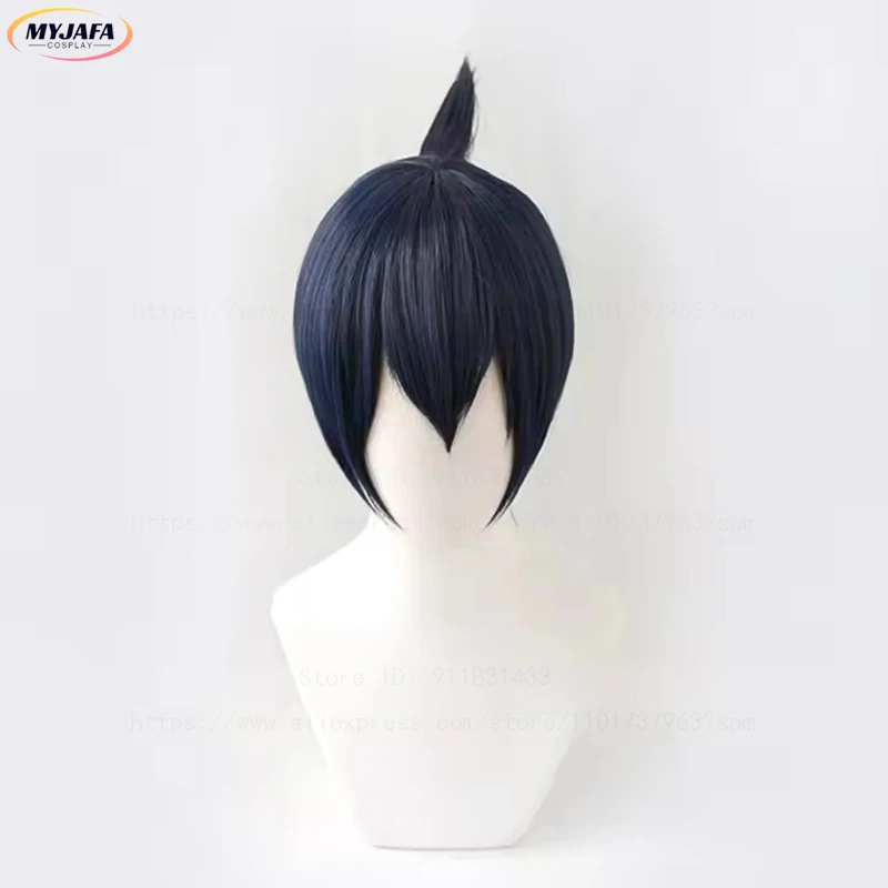 High Quality Hayakawa Aki Cosplay Wig Short Blue Black Heat Resistant Synthetic Hair Halloween Party Anime Wigs + Wig Cap