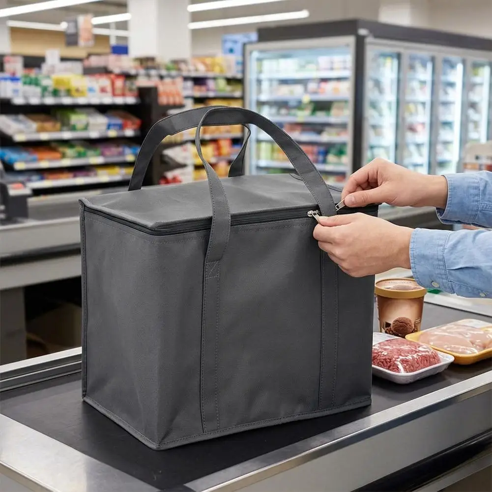 

Extra Large Cooler Bag Insulated Thermal Tote Bag Big Storage Cooler Delivery Zipper Thermal Case Picnic Camping Tin Foil Bags