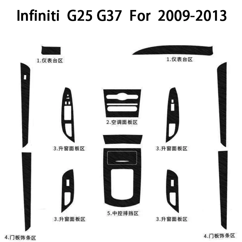 Suitable for G25 Interior Stickers, Carbon Fiber Modified Film for Central Control Gear Shift for Infiniti G37 2009-2013