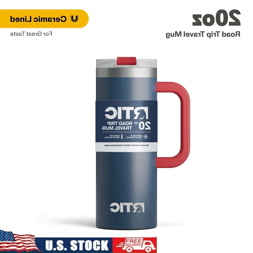 

20 oz Ceramic Lined Insulated Travel Mug Leak Resistant Lid Double Wall Vacuum Keeps Drinks Hot Cold No Sweat Design