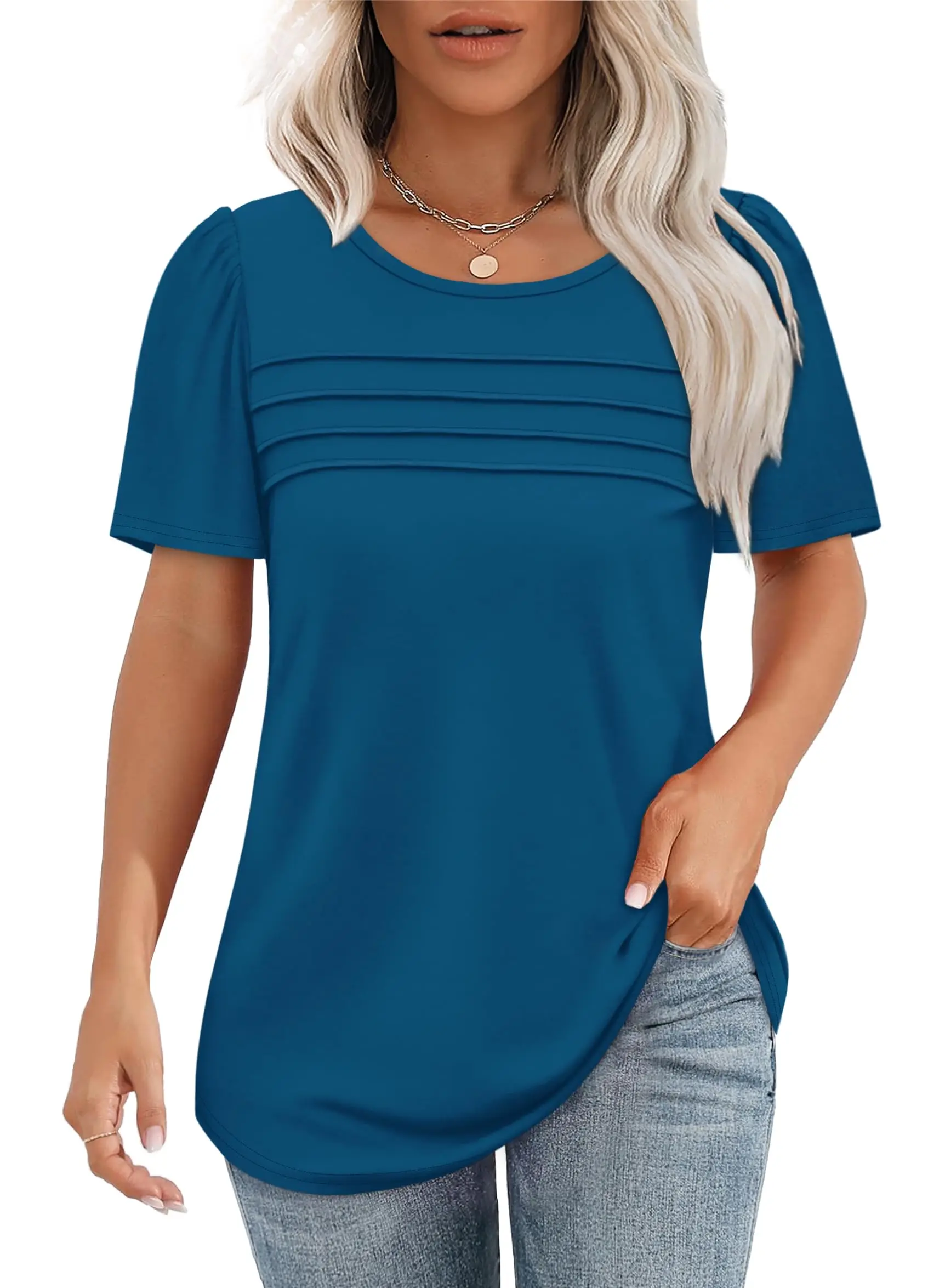 

Aamikast Plus Size Women's Clothing Big Size Tops Ladies Summer Short Sleeve T-shirts Casual Tops Solid Loose Round Neck Tops