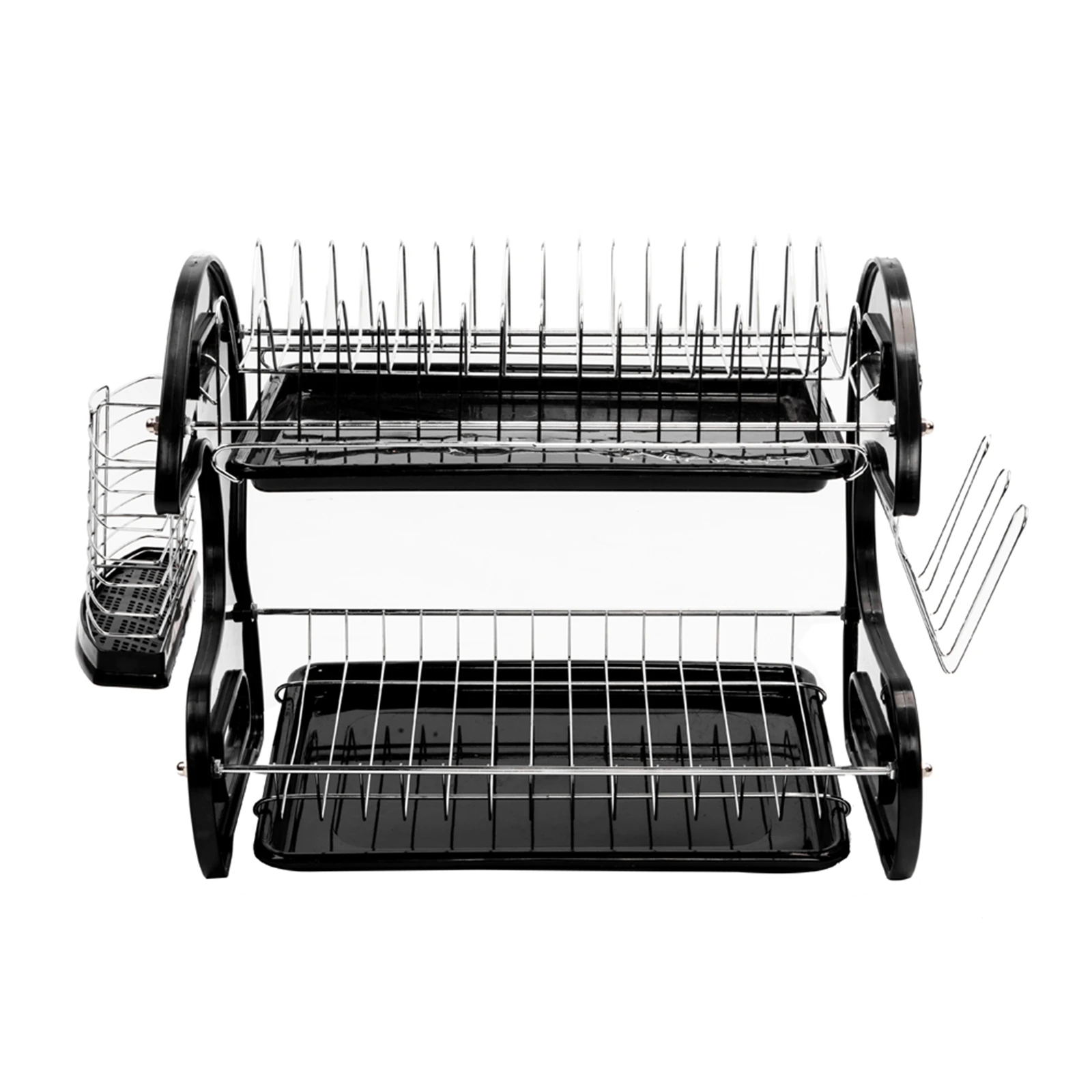 Double layer multifunctional black plastic edge bowl rack