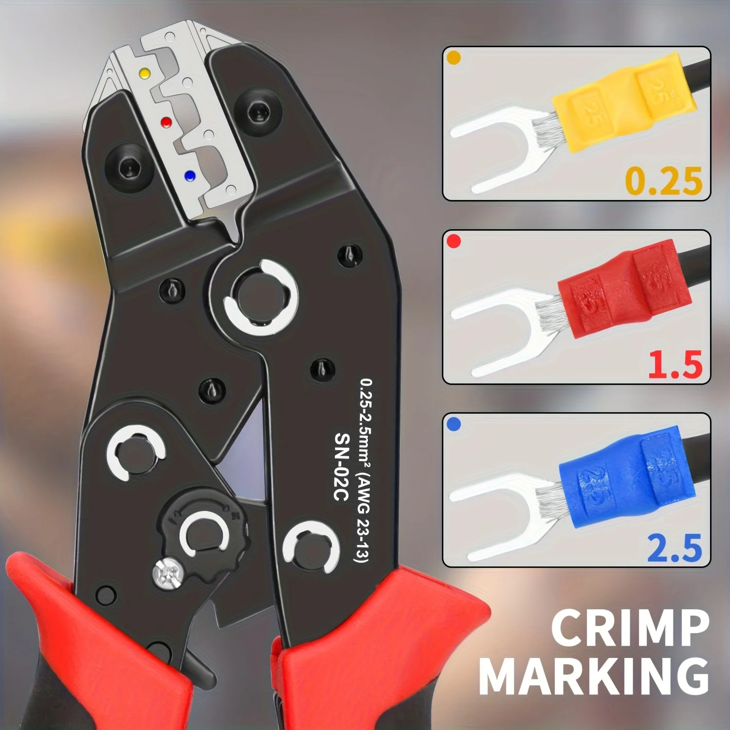 Crimpwerkzeug-Set AWG 23-13 mit 280 Stück Isolierten Elektrischen Verbindern - Crimpklemmen & Kabelschuhe Sortiment – Detail 4