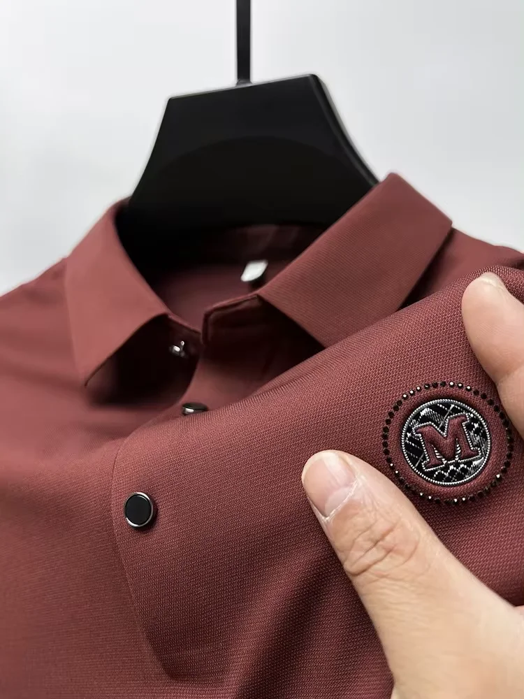 

Высокое качество мужская Рубашка Polo летняя мода текстура логотип дизайн индивидуальный топ воздухопроницаемый лед шелковая Отдых футболка