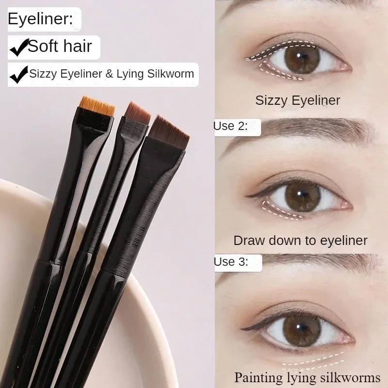 Nuevo 2 unids/set cepillo para contorno de cejas 0,06mm cepillo delineador de ojos ultrafino cepillo de cejas de ángulo pequeño portátil herramienta de maquillaje