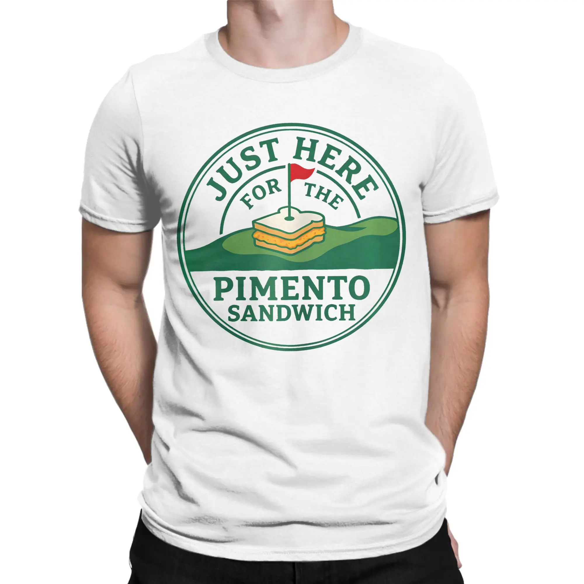Casual T-Shirt Summer Just Here For The Pimento Cheese Sandwich Golf Humor Season T-Shirts  Pure Cotton Tshirt for Men Tees