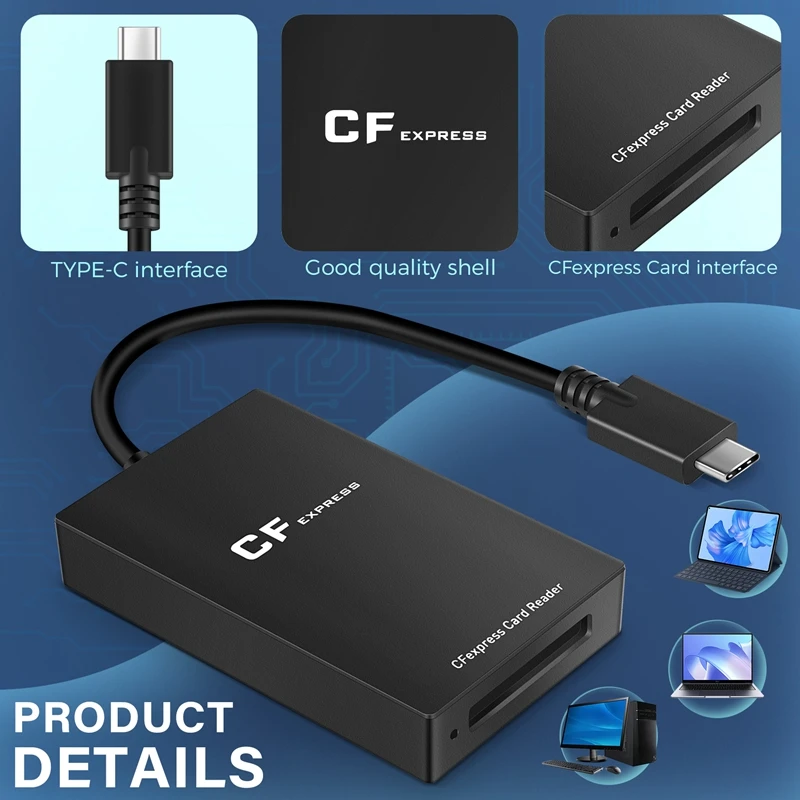 Cfexpress Type B Card Reader USB3.1 Gen 2 Type C Card Reader Cfexpress Memory Card Adapter