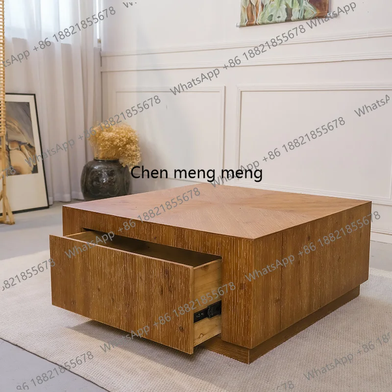 Luxury Wood Coffee Table Modern Living Room Designer Books Drawers Moving Side Table Writing Couchtisch Chinese Style Furniture