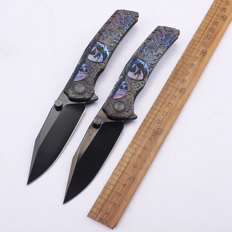DLC surface treatment M390 steel folding knife, household fruit knife, portable outdoor camping EDC practical tool knife