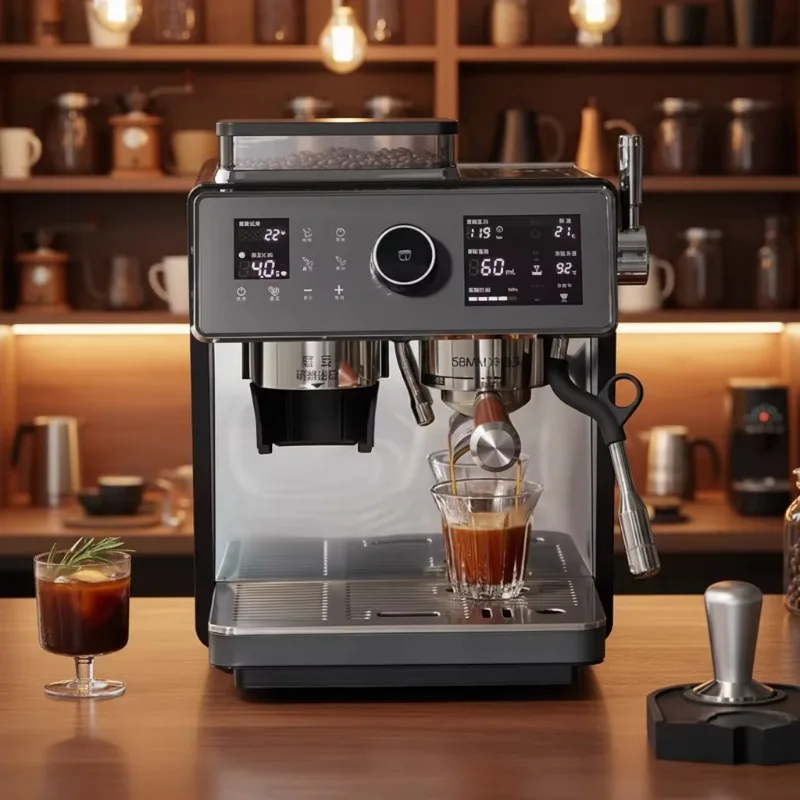 Home 3000W Semi-Automatic Double Pump Coffee Maker  Smart Panel Coffee Machine with Grinder Brew System for Cafe