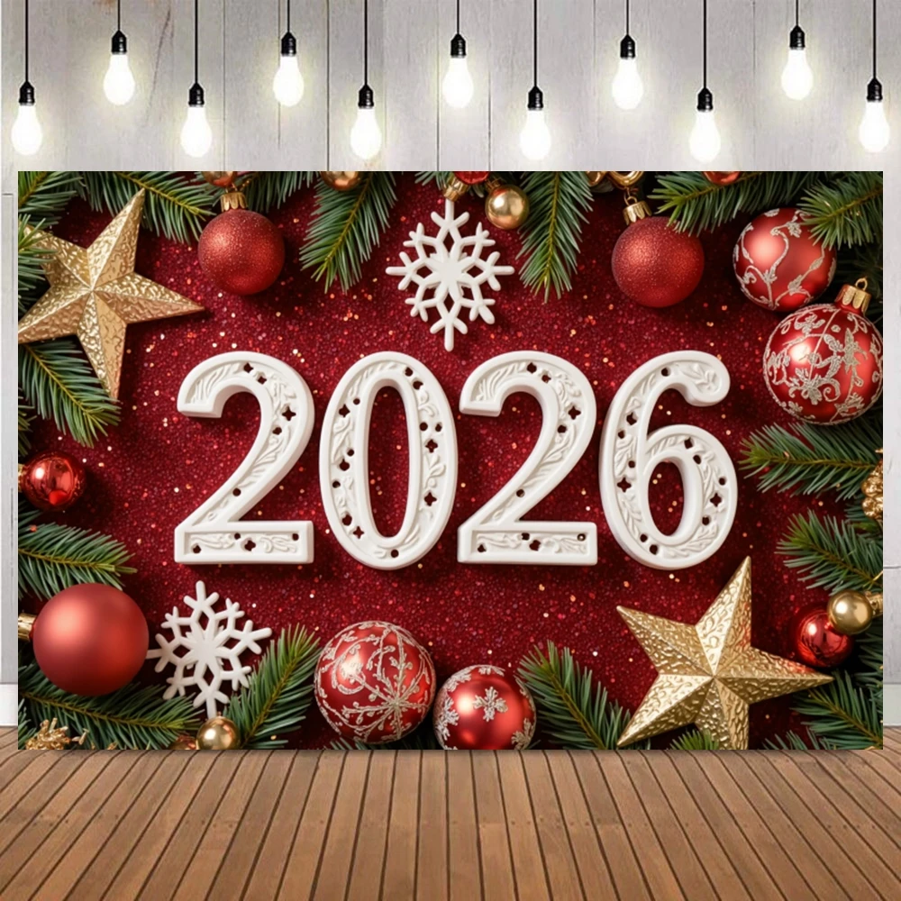2026 سنة جديدة سعيدة التصوير خلفية فرع الصنوبر هدية مهرجان حفلة الأسرة صورة ديكور المنزل صور خلفية استوديو الدعامة #3