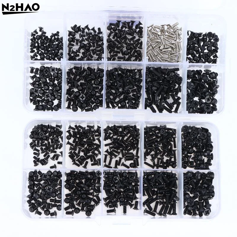 500/600Pcs Multi-specification Carbon Steel M2 M2.5 M3 Mini Screw Set Carbon Steel Computer Notebook Laptop Repair Screws Kit