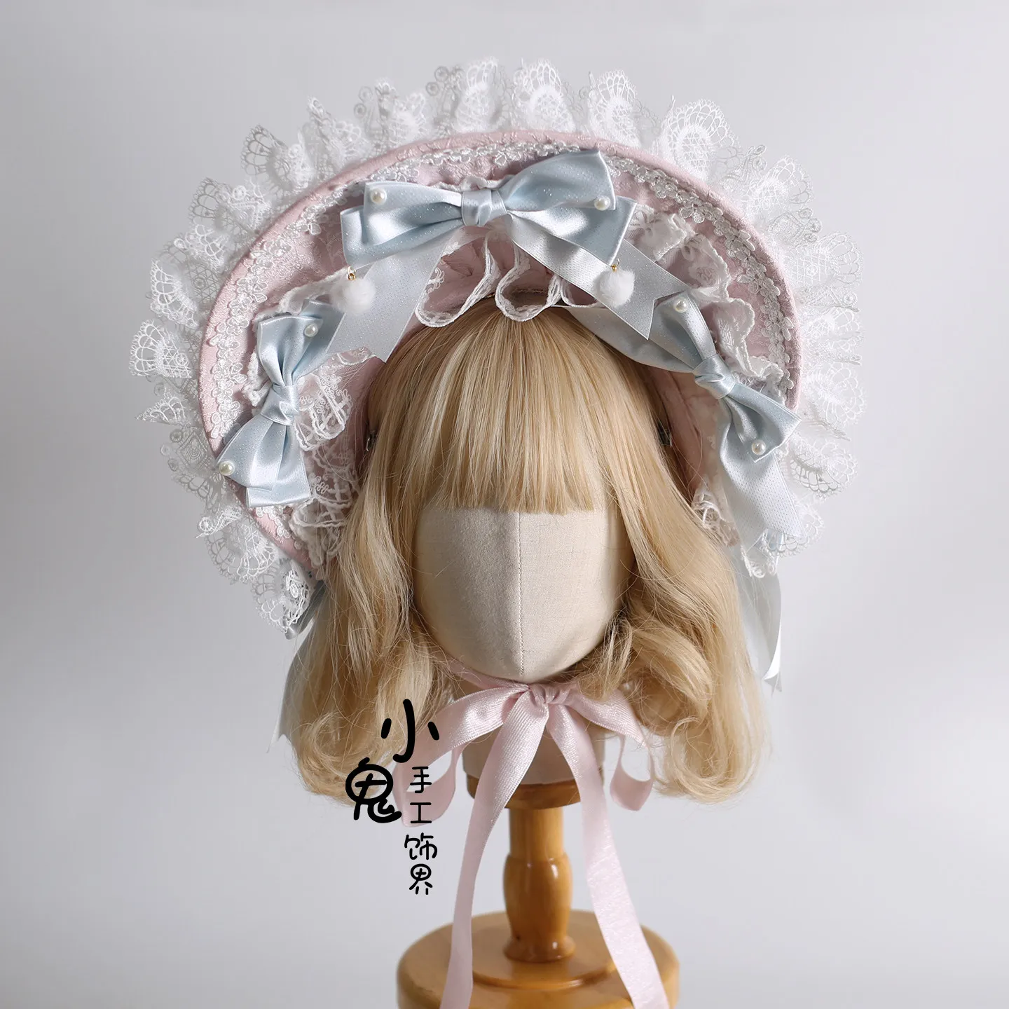 ที่คาดผมลูกไม้ประดับโบว์ไข่มุกสไตล์ญี่ปุ่นแบบดั้งเดิม พร้อมดอกไม้ KC สำหรับงานแต่งงาน ผ้าคลุมศีรษะแบบ BNT ปลอกแขน ผ้าคลุมศีรษะสไตล์โลลิต้าสำหรับผู้หญิง