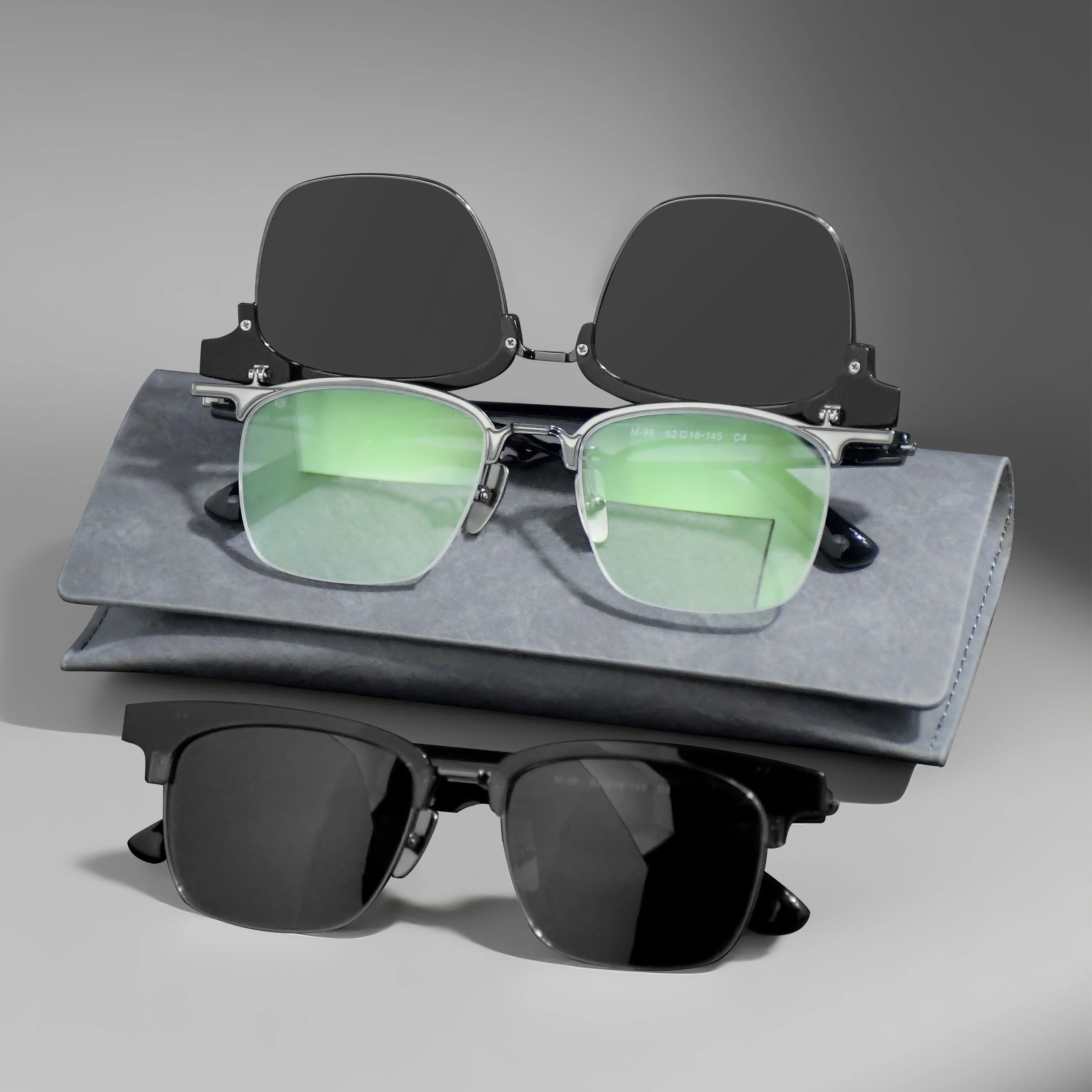 

Поляризованные солнцезащитные очки в полуоправе из чистого титана с откидной крышкой, оправа для очков из листов M-96, мужские уличные солнцезащитные очки