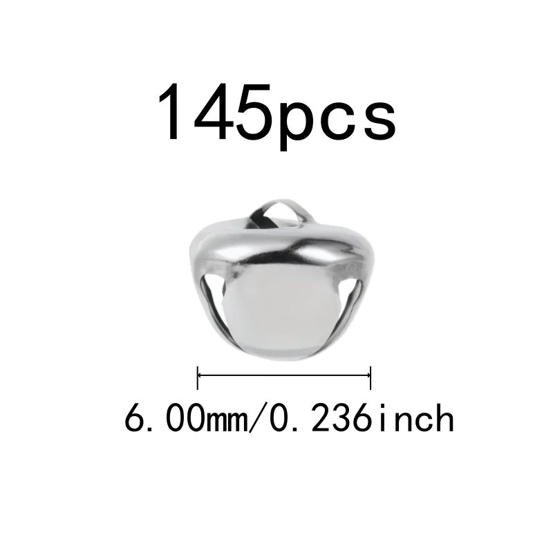 145 pcs 6mm Christmas Decoration Bells, Small Delicate Size, suitable for DIY Craft Accessories, Metal Alloy Material, Silver