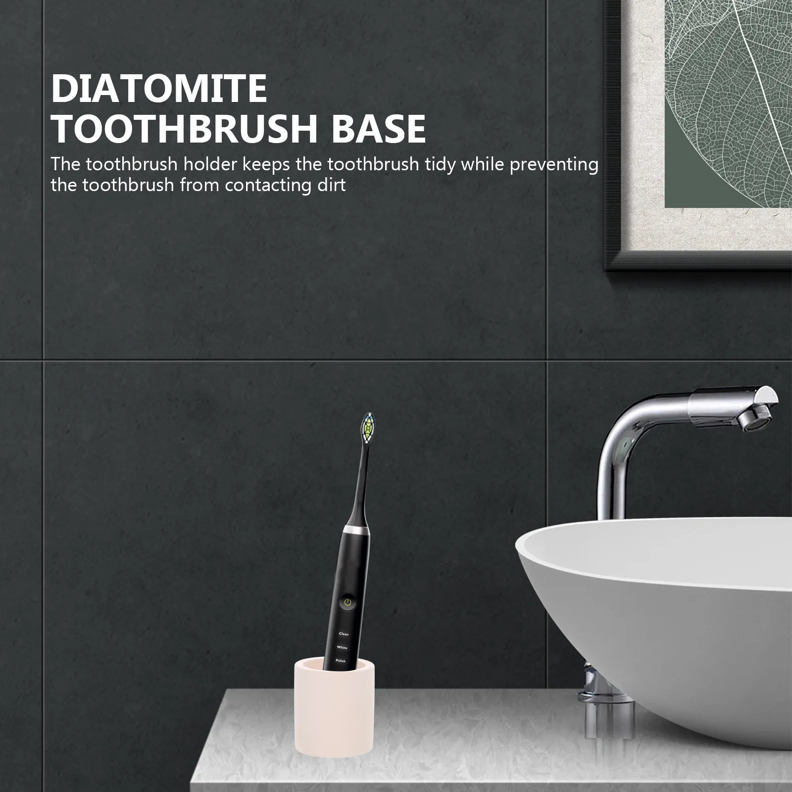 1Pcs Creative Toothbrush Base High-Quality Diatomite Material Easy Clean Non-Slip Toothbrush Stand for Bathroom Vanity Organized