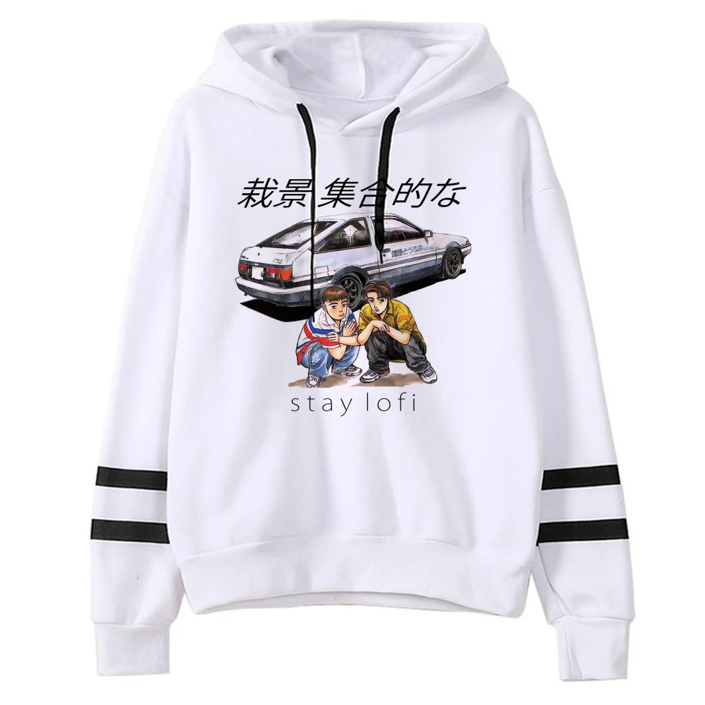 Initial d-Sudadera con capucha para mujer, ropa de calle divertida, chándal Kawaii