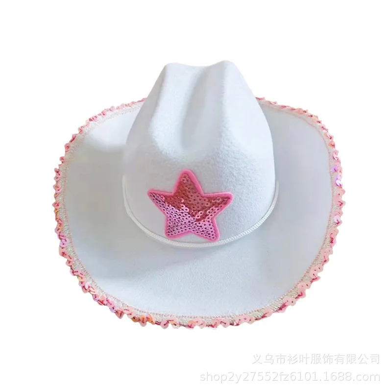 Western Style Cowboy Hat Pink Women Girls Party Cap with  display picture 1