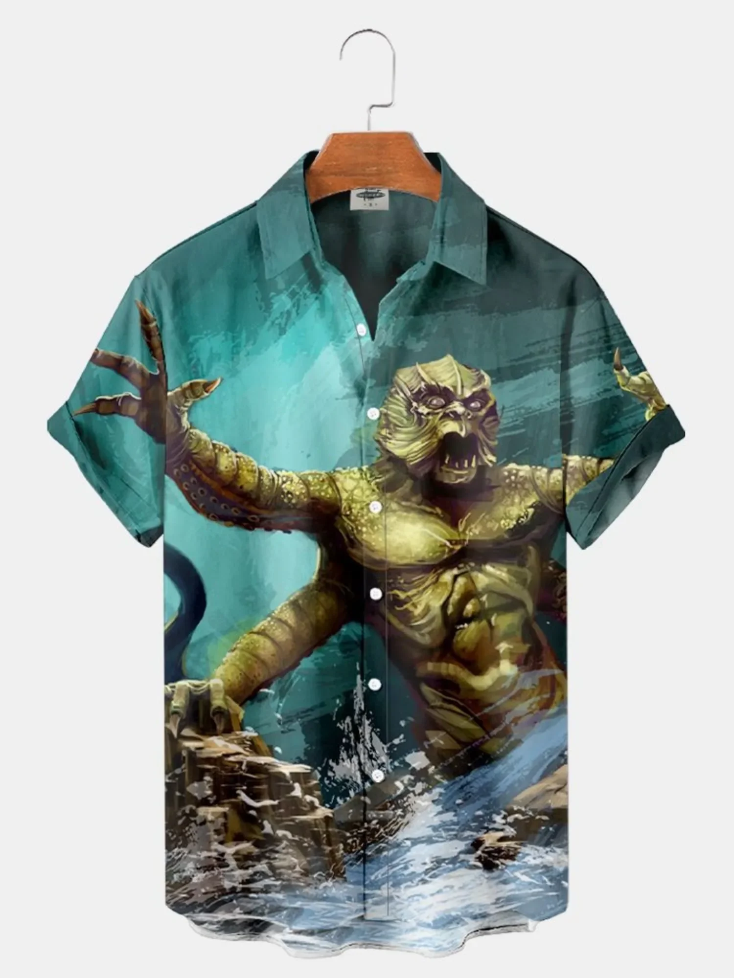 2024 Hawaiian Short Hand Shirt Men Animal Pictures Retro Men's Clothing Cartoon Oversized Novelty 3D Printing Trend for Sale