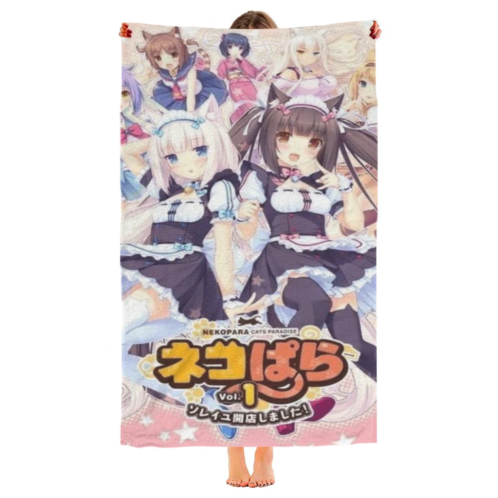 Anime Nekoparas Kawaii Cute Print Quick Dry Sandless Beach Blanket Soft Comfortable for Men Women Pool Towel