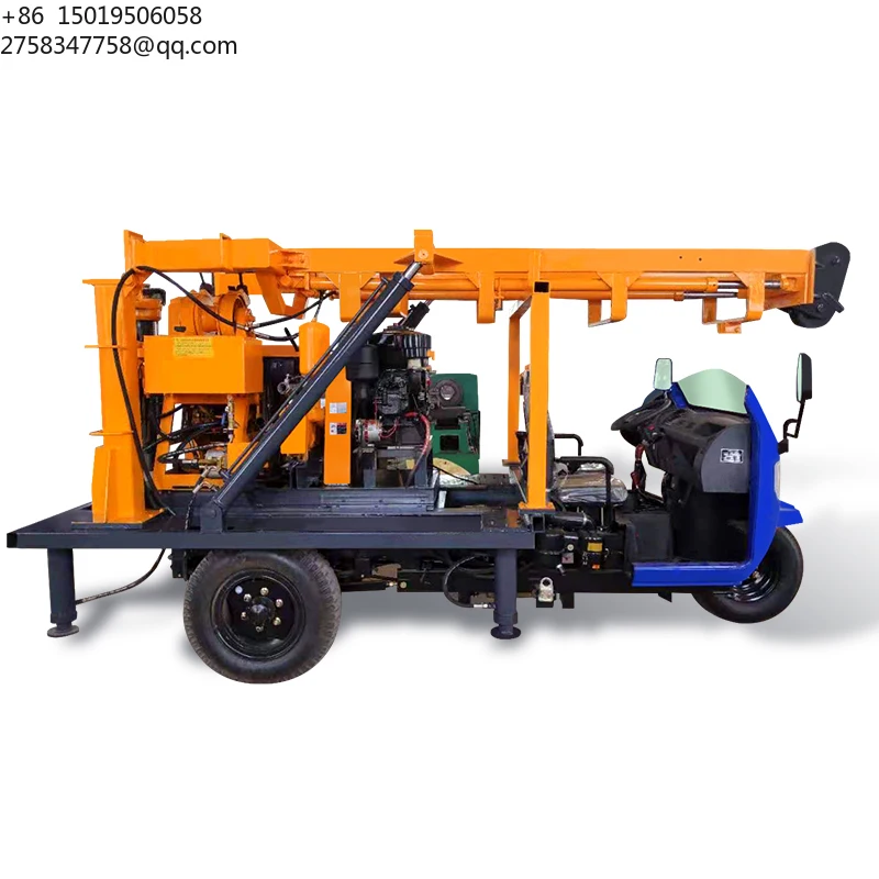 Diesel-Powered Three-Wheeled Mounted Pneumatic Water Well 200m Drilling Rig with Core Pump Engine Motor Gear Gearbox Bearing