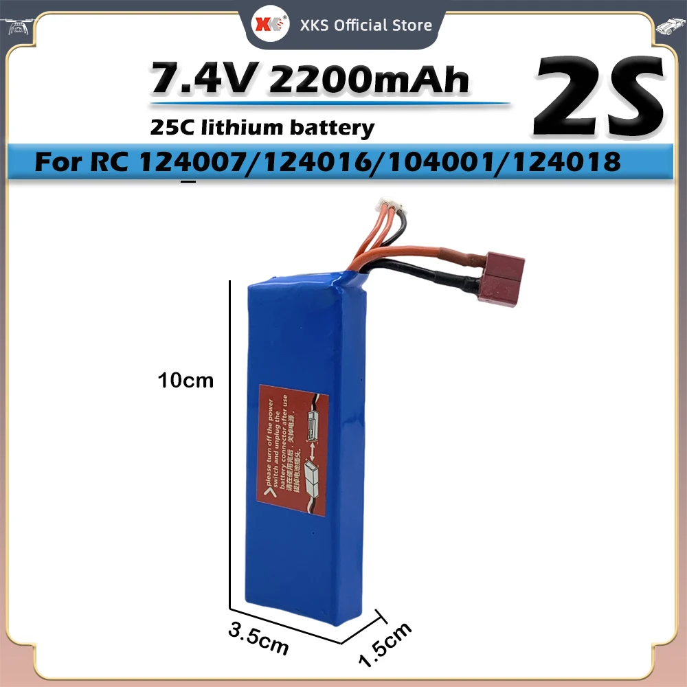 Wltoys 124016 124017 RC Car Battery 2S 7.4V 2200mAh T Plug Original Lipo Battery for Wltoys RC Car 124007 104001 Battery RC Part