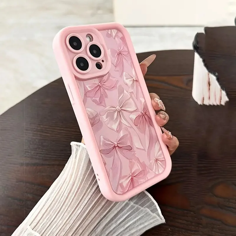Sanfte rosa Schleife Print Handyhülle für iPhone 16 17 Pro Max 15 14 13 12 11 XS X XR 7 8 16 Plus SE 2022 16E süße Bownote Soft Cover – Detail 10
