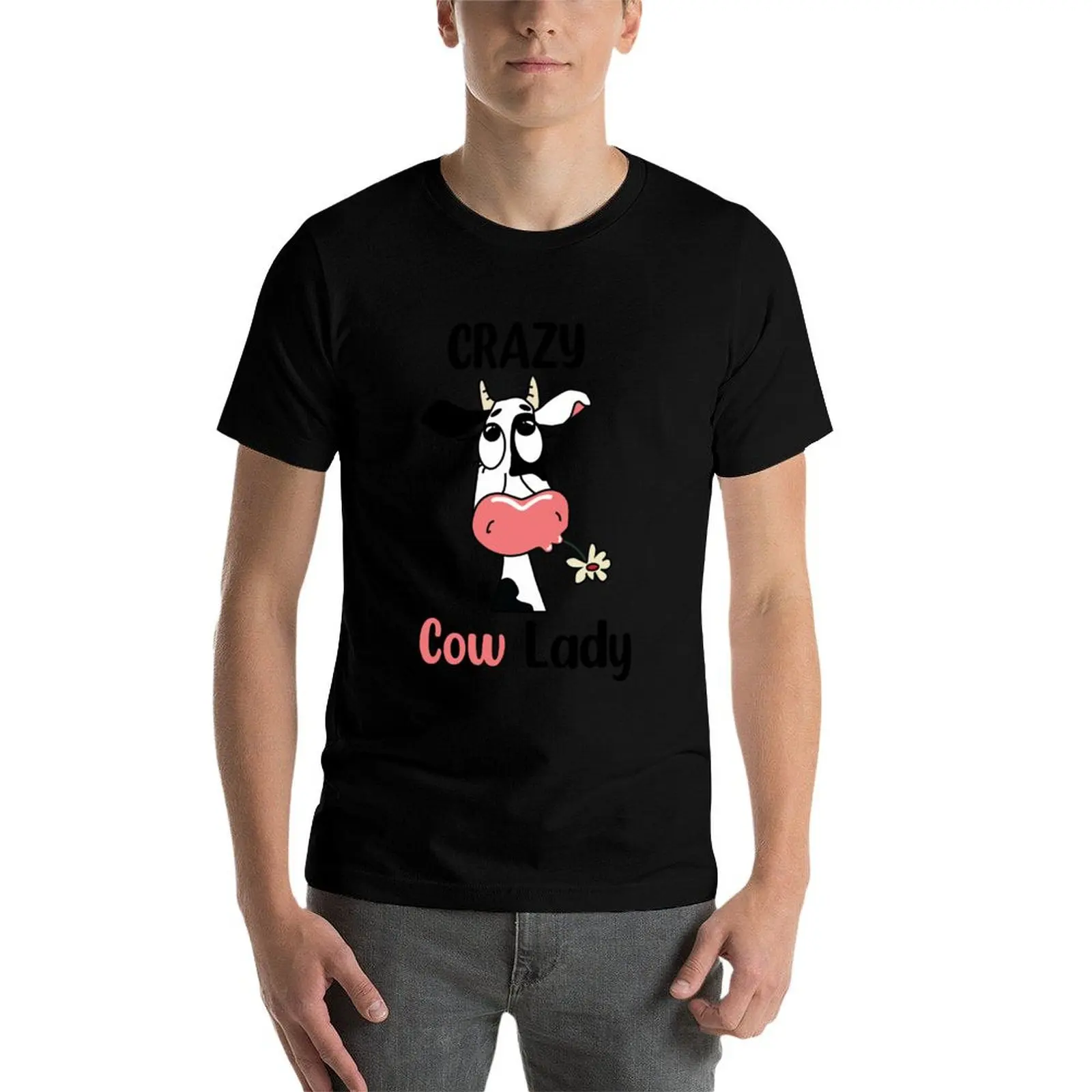 Crazy Cow Lady T-shirt pour hommes, chemises de créateurs, mode, cadeau pour les amoureux des vaches