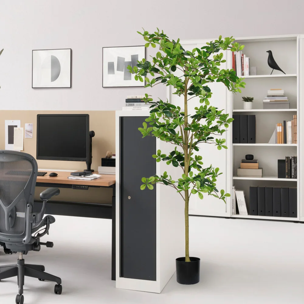 

Искусственное дерево 1,8 м, имитация растения Polyscias Fruticosa для декора интерьера, искусственная шелковая зелень в горшке для гостиной, 1 шт./компл.