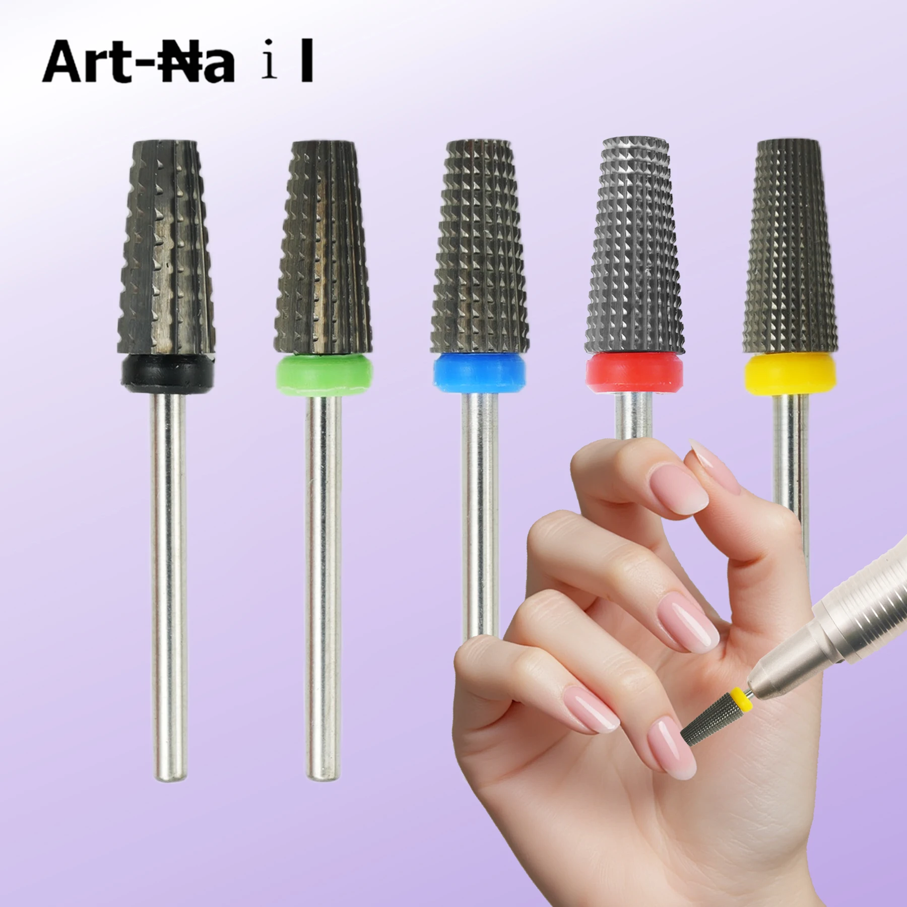 1個入り 5 in 1 超硬タングステンネイルドリルビット 3/32インチシャンク マニキュアネイルアートドリル ジェル除去 研磨 DIYツール