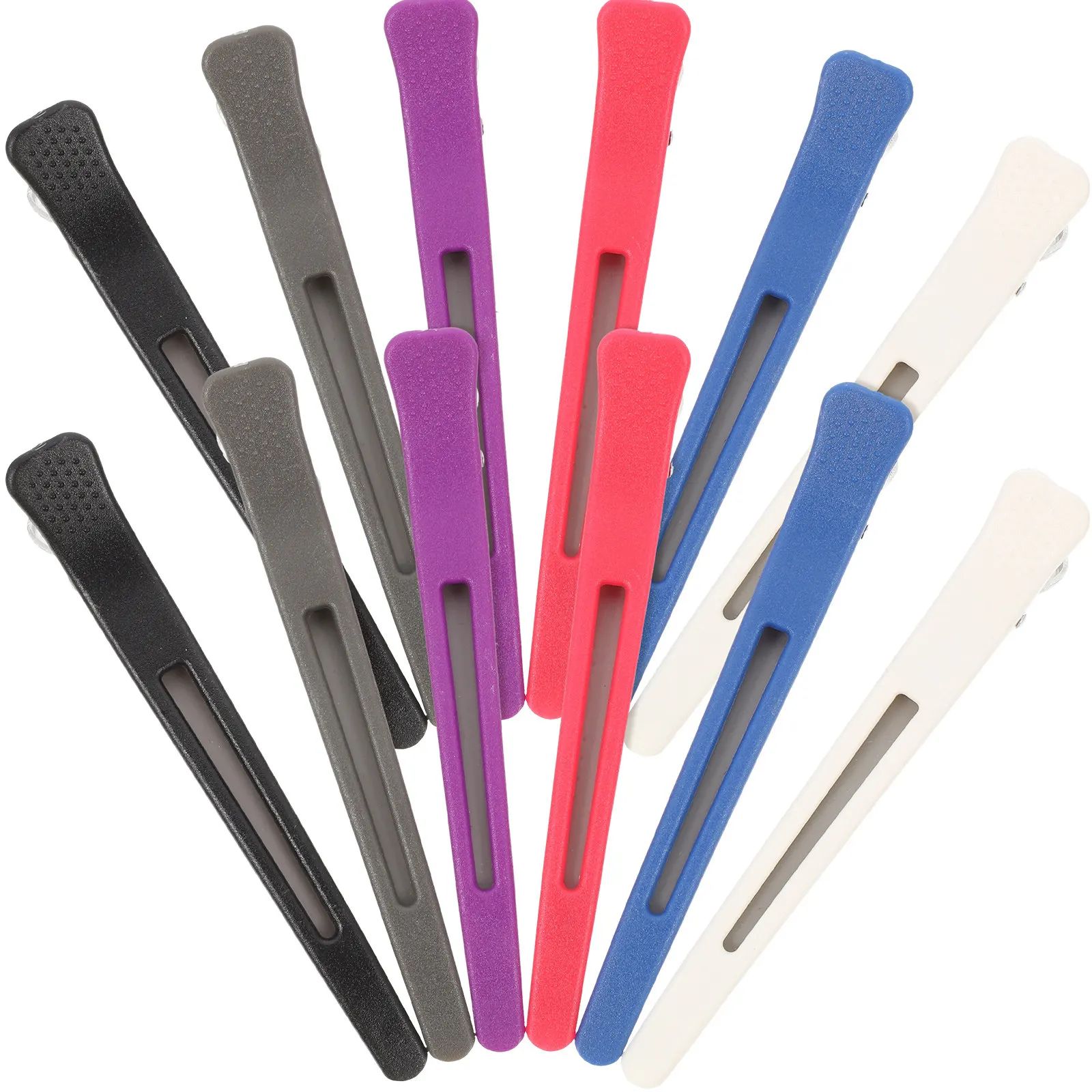 

Набор из 12 металлических зажимов для разделения прядей, профессиональный инструмент для укладки волос для женщин, без заломов и складок, случайный цвет