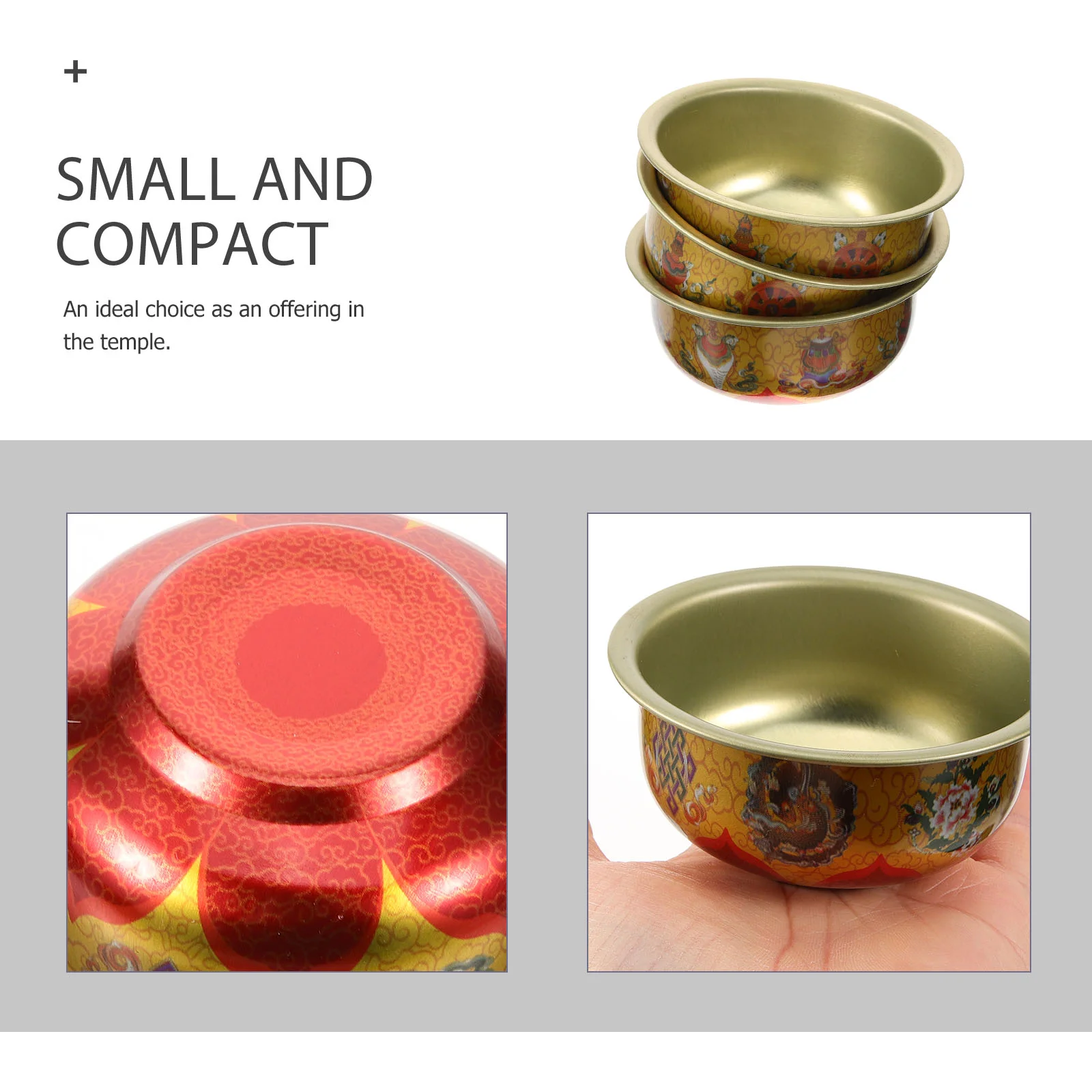 Oil Lamp Bowl in Front of Buddha Metal Water Container Temple Butter Diwali Tabletop Buddhism