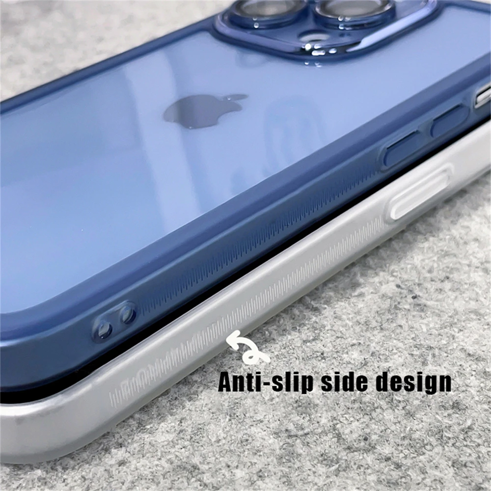 Con protezione dell\'obiettivo custodia trasparente antiscivolo per iPhone 16 15 14 13 12 11 Pro Max X XS XR Cover trasparente in Silicone morbido