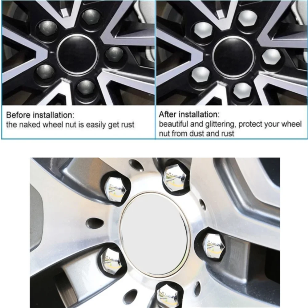 20pcs Car Wheel Nut Caps Caps Anti-Rust for Smart forfour fortwo forjeremy City Coupe Roadster